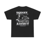 Back artwork on DIESEL ADDICT Excavator Tools Of The Trade Heavy Cotton Tee in Black