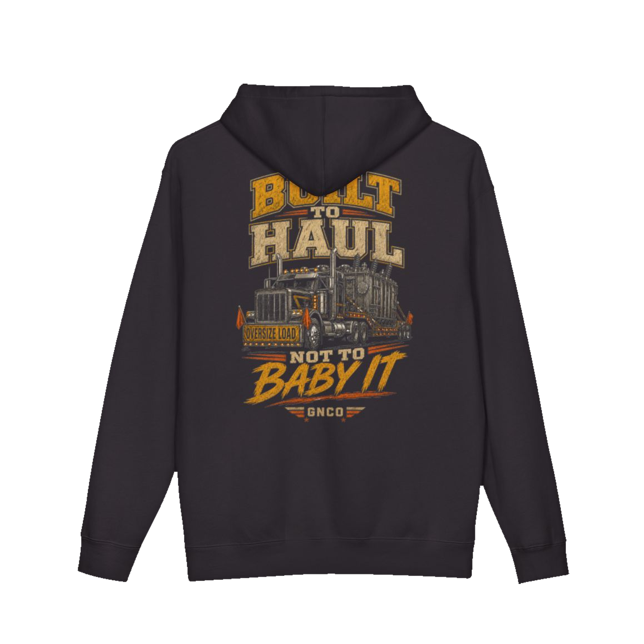 Back artwork on BUILT TO HAUL™ Transformer Heavy-Haul Hoodie in Black