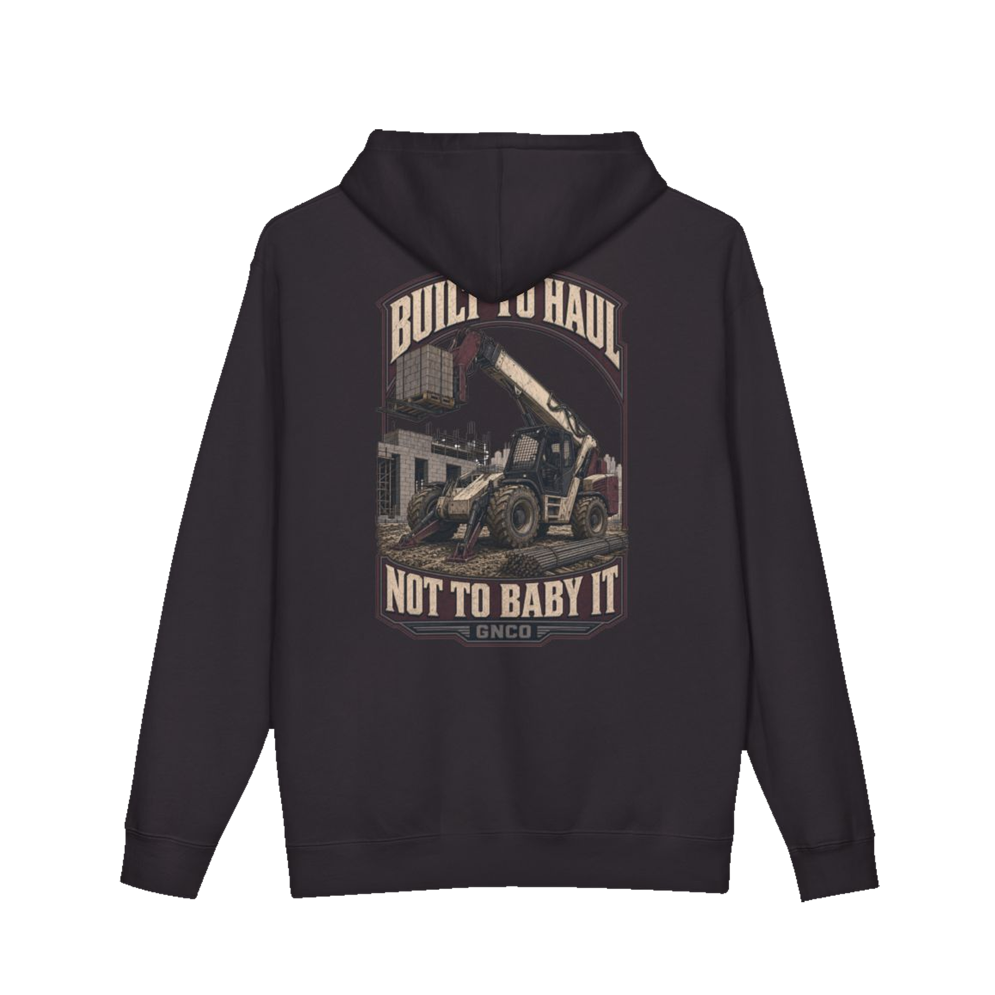 Back artwork on BUILT TO HAUL™ Telehandler Hoodie in Black