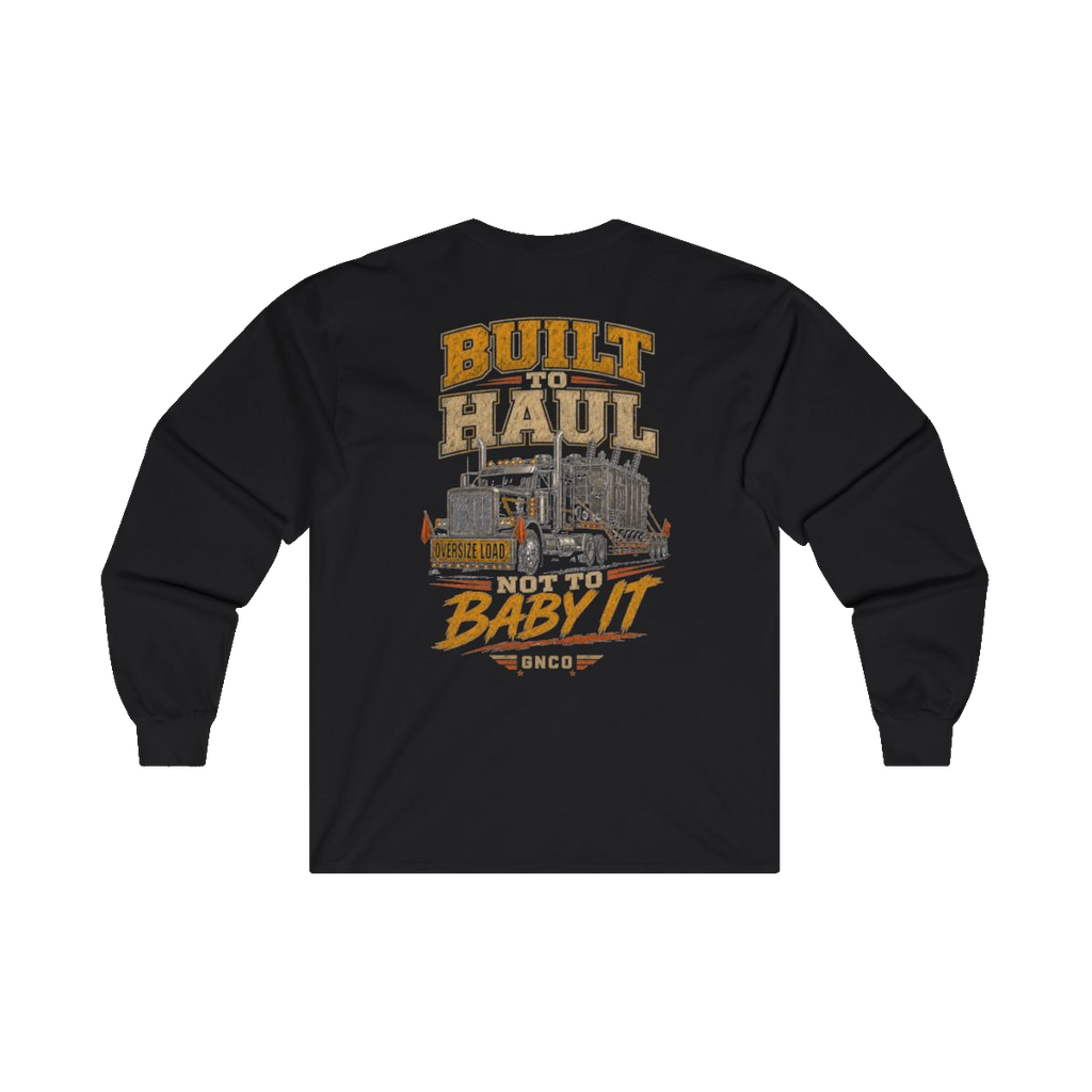 Back artwork on BUILT TO HAUL Transformer Heavy-Haul Heavy Cotton Long Sleeve in Black