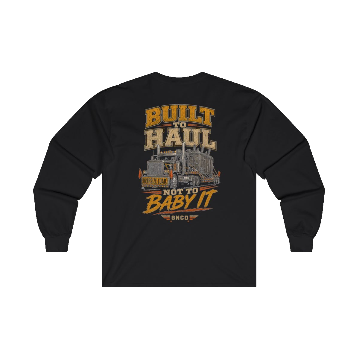 Back artwork on BUILT TO HAUL Transformer Heavy-Haul Heavy Cotton Long Sleeve in Black