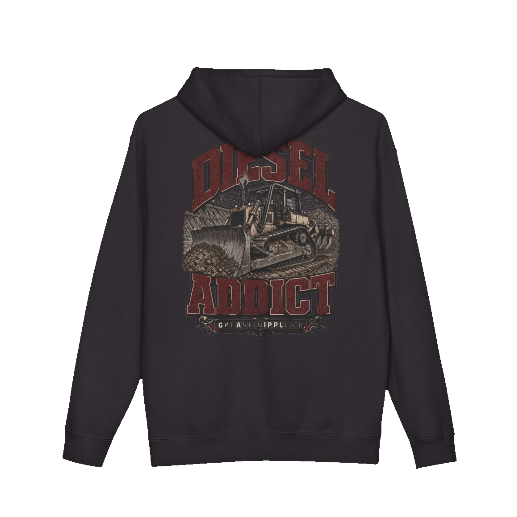 Back artwork on DIESEL ADDICT™ Crawler Dozer Hoodie in Black