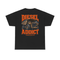 Back artwork on DIESEL ADDICT Quarry Haul Truck Heavy Cotton Tee in Black