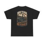 Back artwork on BUILT TO HAUL Forestry Log Forwarder Heavy Cotton Tee in Black