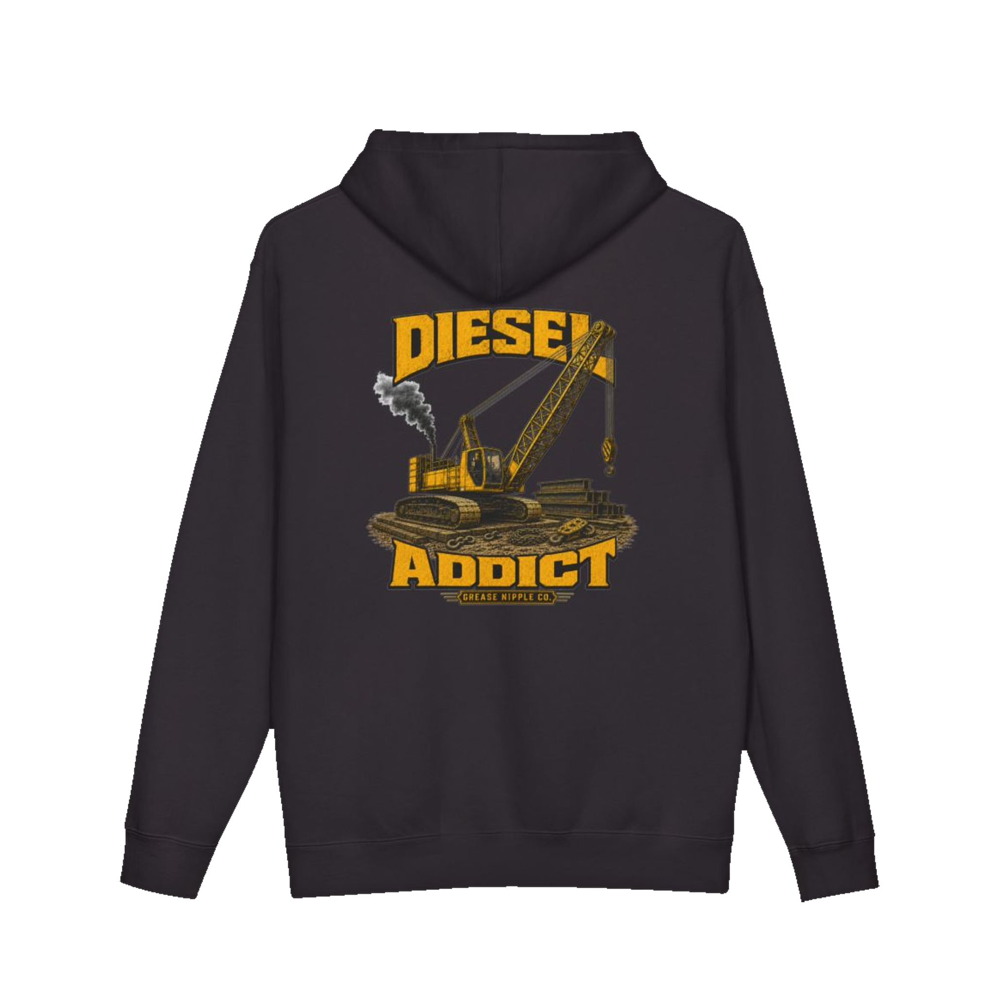 Back artwork on DIESEL ADDICT™ Crawler Crane Hoodie in Black