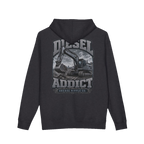 Back artwork on DIESEL ADDICT™ Excavator Hoodie in Charcoal Heather