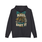 Back artwork on BUILT TO HAUL™ Mining Haul Truck Hoodie in Charcoal Heather