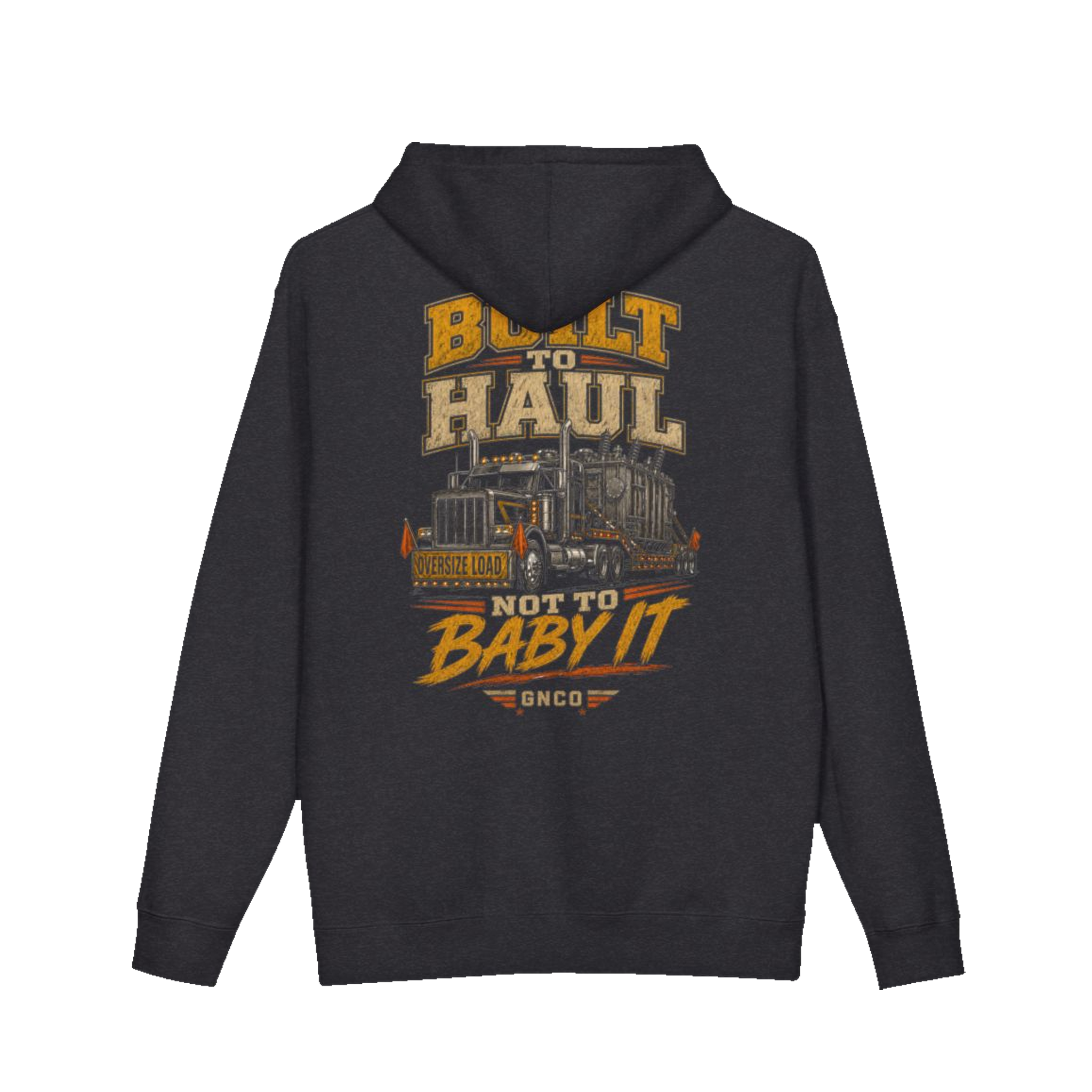 Back artwork on BUILT TO HAUL™ Transformer Heavy-Haul Hoodie in Charcoal Heather