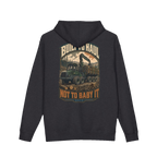 Back artwork on BUILT TO HAUL™ Forestry Log Forwarder Hoodie in Charcoal Heather