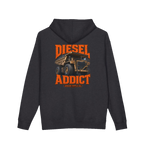 Back artwork on DIESEL ADDICT™ Quarry Haul Truck Hoodie in Charcoal Heather