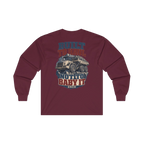 Back artwork on BUILT TO HAUL Articulated Quarry Hauler Heavy Cotton Long Sleeve in Maroon