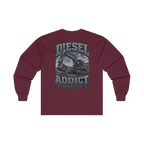 Back artwork on DIESEL ADDICT Excavator Heavy Cotton Long Sleeve in Maroon