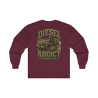 Back artwork on DIESEL ADDICT Motor Grader Heavy Cotton Long Sleeve in Maroon