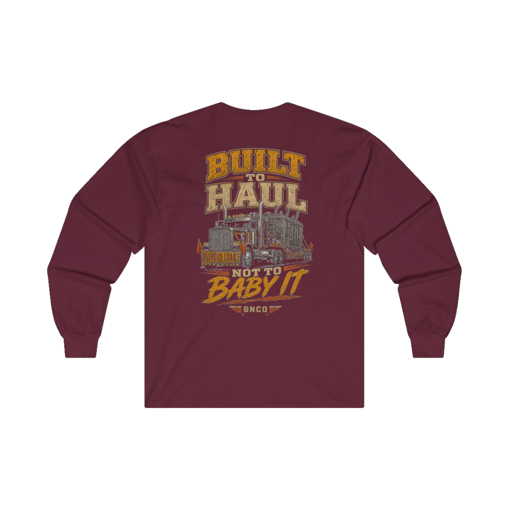 Back artwork on BUILT TO HAUL Transformer Heavy-Haul Heavy Cotton Long Sleeve in Maroon