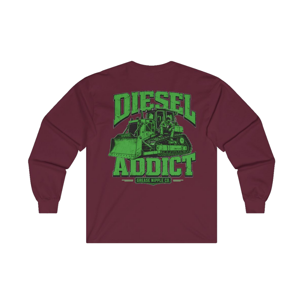 Back artwork on DIESEL ADDICT Thermal Break Heavy Cotton Long Sleeve in Maroon