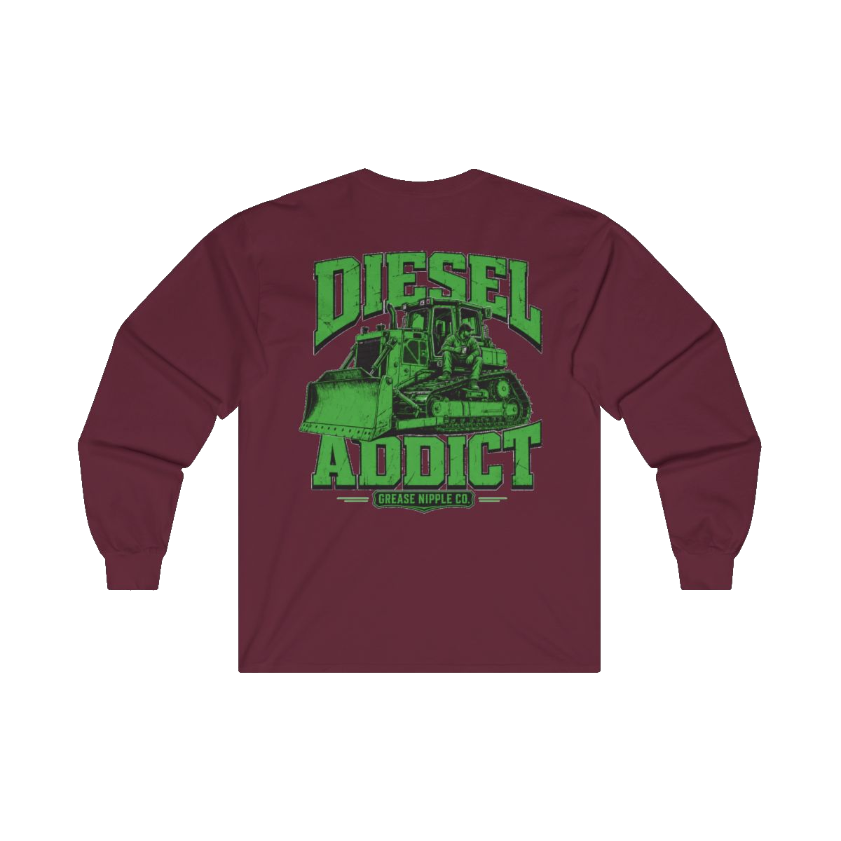 Back artwork on DIESEL ADDICT Thermal Break Heavy Cotton Long Sleeve in Maroon