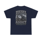 Back artwork on DIESEL ADDICT Excavator Heavy Cotton Tee in Navy
