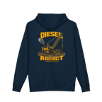 Back artwork on DIESEL ADDICT™ Crawler Crane Hoodie in Navy