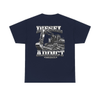 Back artwork on DIESEL ADDICT Excavator Tools Of The Trade Heavy Cotton Tee in Navy