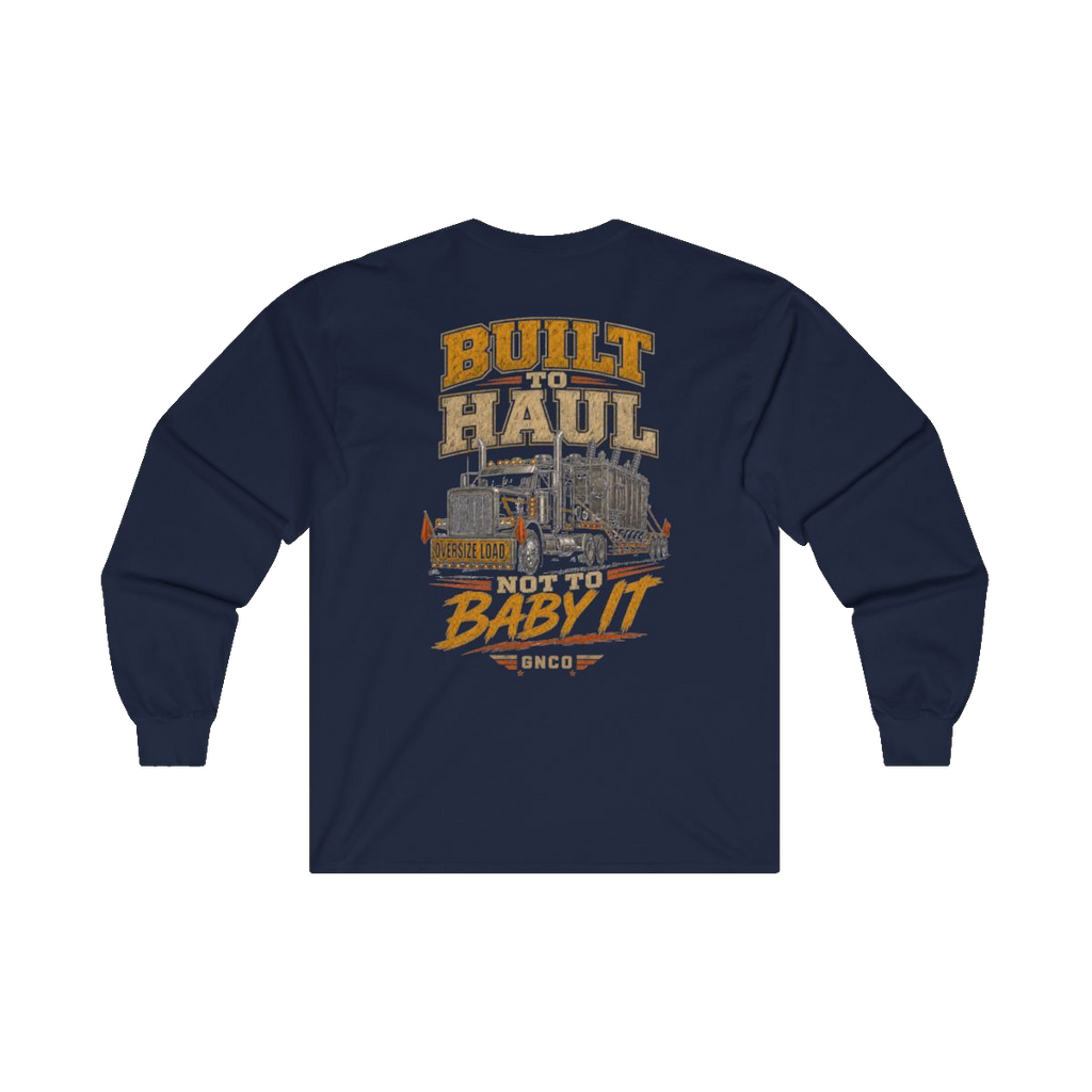 Back artwork on BUILT TO HAUL Transformer Heavy-Haul Heavy Cotton Long Sleeve in Navy