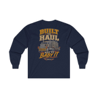 Back artwork on BUILT TO HAUL Transformer Heavy-Haul Heavy Cotton Long Sleeve in Navy