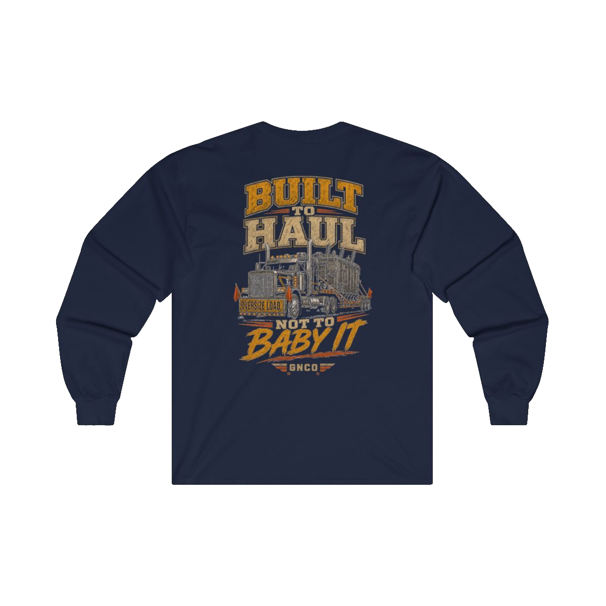Back artwork on BUILT TO HAUL Transformer Heavy-Haul Heavy Cotton Long Sleeve in Navy