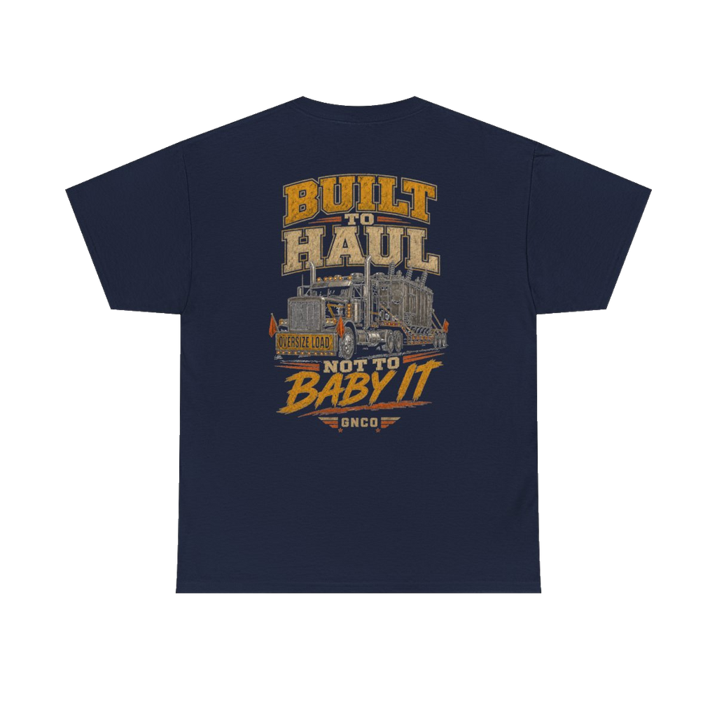 Back artwork on BUILT TO HAUL Transformer Heavy-Haul Heavy Cotton Tee in Navy