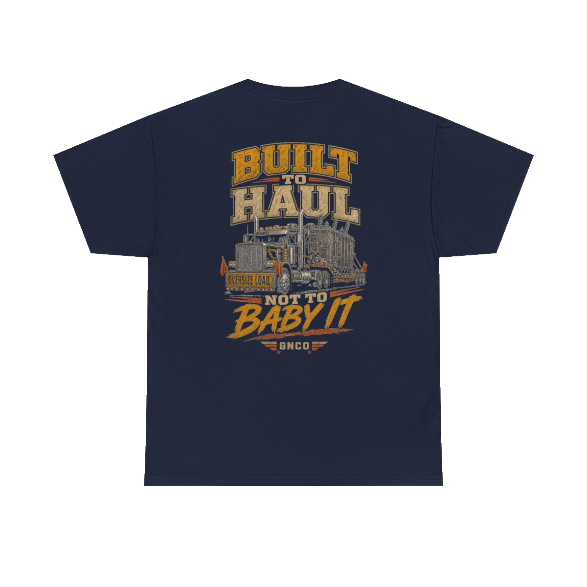 Back artwork on BUILT TO HAUL Transformer Heavy-Haul Heavy Cotton Tee in Navy