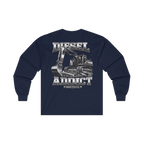 Back artwork on DIESEL ADDICT Excavator Tools Of The Trade Heavy Cotton Long Sleeve in Navy