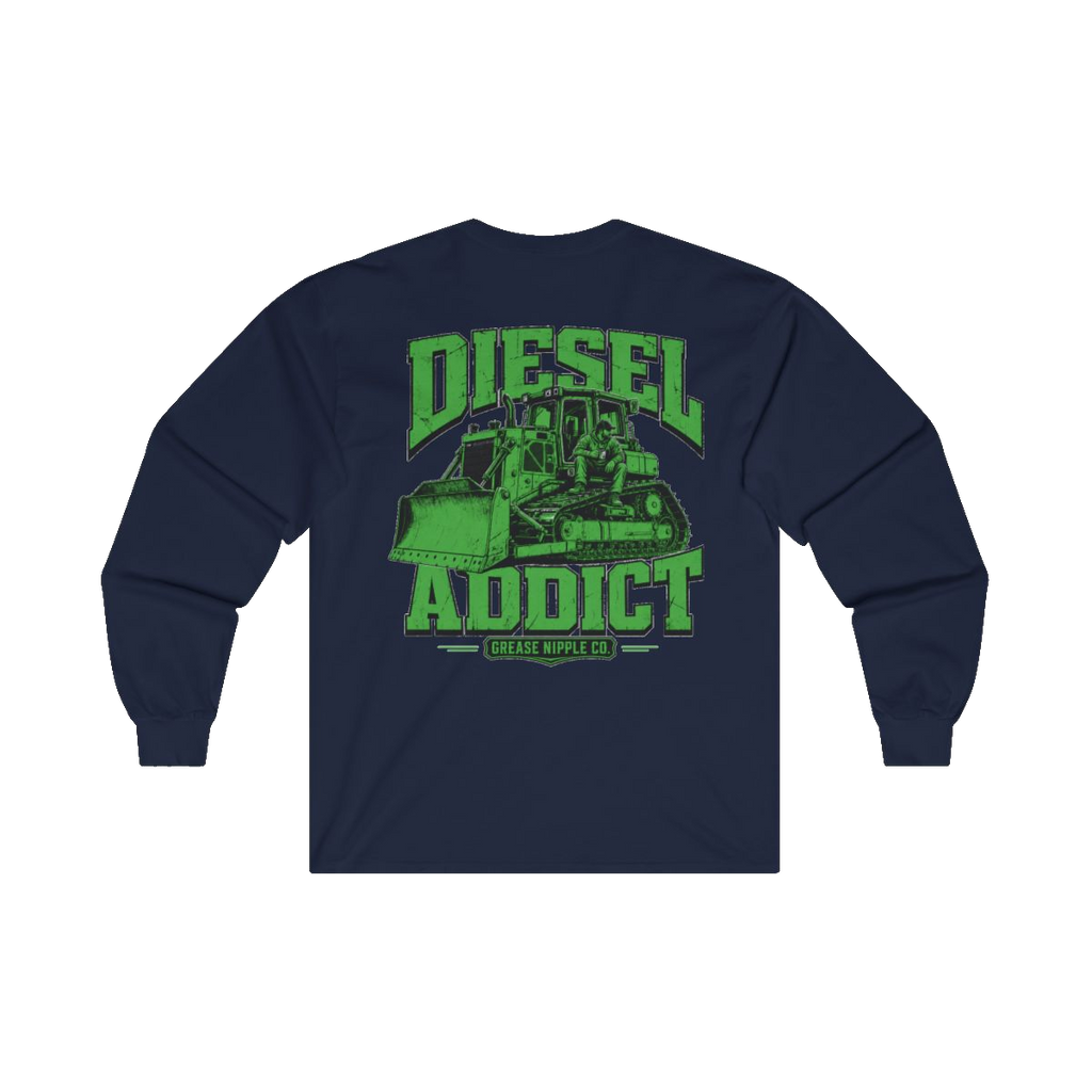 Back artwork on DIESEL ADDICT Thermal Break Heavy Cotton Long Sleeve in Navy