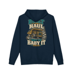 Back artwork on BUILT TO HAUL™ Mining Haul Truck Hoodie in Navy