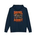 Back artwork on DIESEL ADDICT™ Quarry Haul Truck Hoodie in Navy