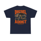 Back artwork on DIESEL ADDICT Quarry Haul Truck Heavy Cotton Tee in Navy