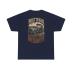 Back artwork on BUILT TO HAUL Concrete Mixer Heavy Cotton Tee in Navy