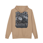 Back artwork on DIESEL ADDICT™ Excavator Hoodie in Sandstone