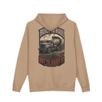 Back artwork on BUILT TO HAUL™ Concrete Mixer Hoodie in Sandstone