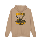 Back artwork on DIESEL ADDICT™ Crawler Crane Hoodie in Sandstone
