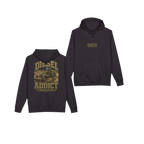 Front and back views of DIESEL ADDICT Motor Grader Hoodie in black