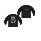 Front and back views of BUILT TO HAUL Mining Haul Truck Heavy Cotton Long Sleeve in Black