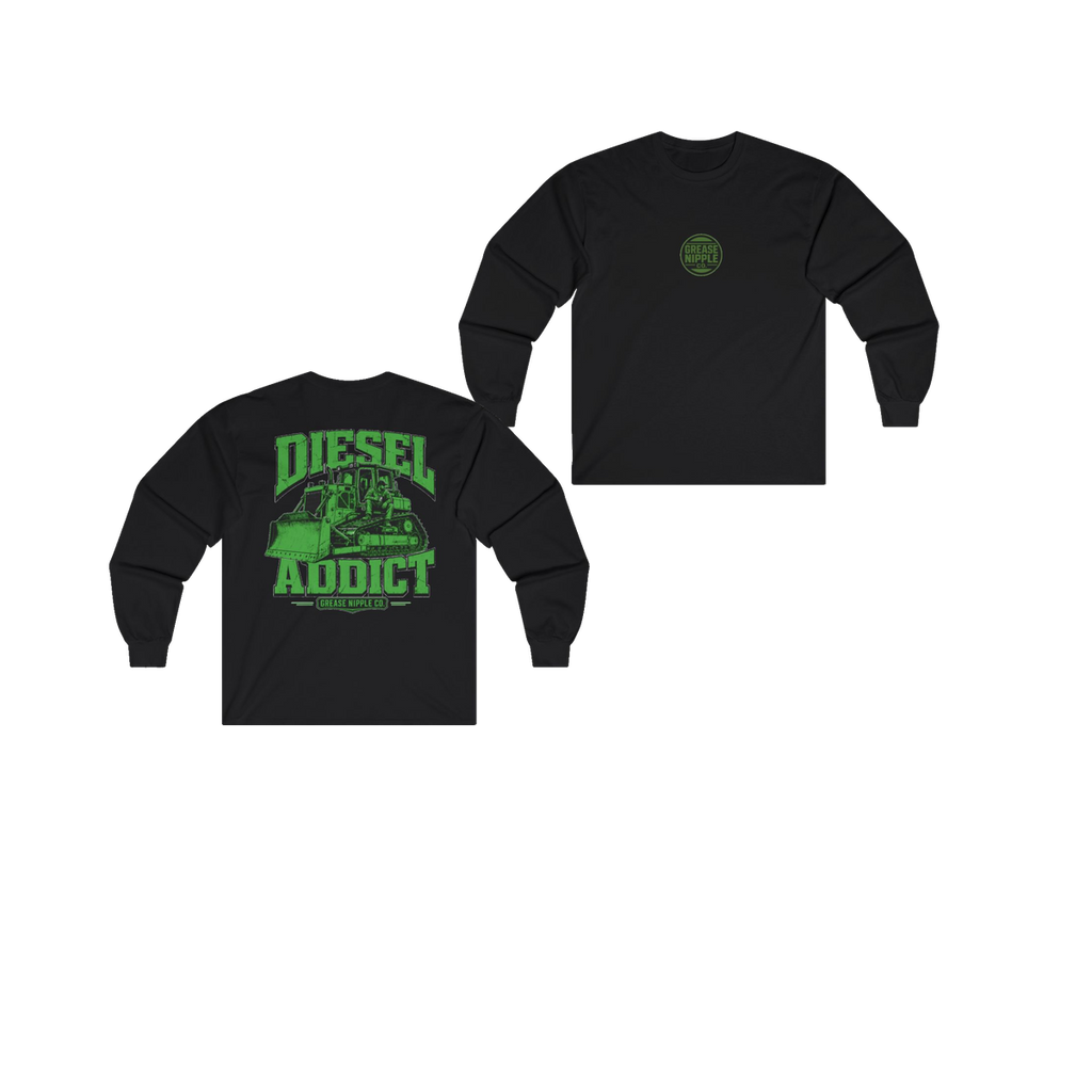 Front and back views of DIESEL ADDICT Thermal Break Heavy Cotton Long Sleeve in Black
