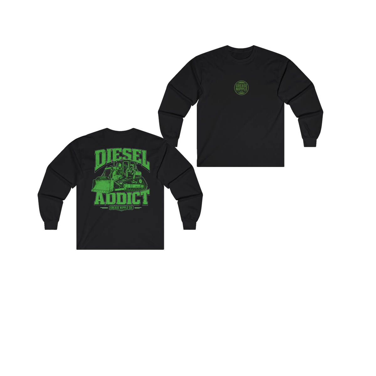 Front and back views of DIESEL ADDICT Thermal Break Heavy Cotton Long Sleeve in Black