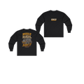 Front and back views of BUILT TO HAUL Transformer Heavy-Haul Heavy Cotton Long Sleeve in Black