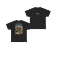 Front and back views of BUILT TO HAUL Wheel Tractor-Scraper Heavy Cotton Tee in Black