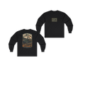 Front and back views of BUILT TO HAUL Forestry Log Forwarder Heavy Cotton Long Sleeve in Black