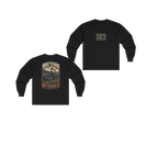 Front and back views of BUILT TO HAUL Forestry Log Forwarder Heavy Cotton Long Sleeve in Black