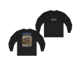 Front and back views of BUILT TO HAUL Wheel Tractor-Scraper Heavy Cotton Long Sleeve in Black