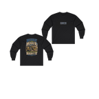 Front and back views of BUILT TO HAUL Wheel Tractor-Scraper Heavy Cotton Long Sleeve in Black