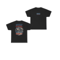 Front and back views of BUILT TO HAUL Articulated Quarry Hauler Heavy Cotton Tee in Black