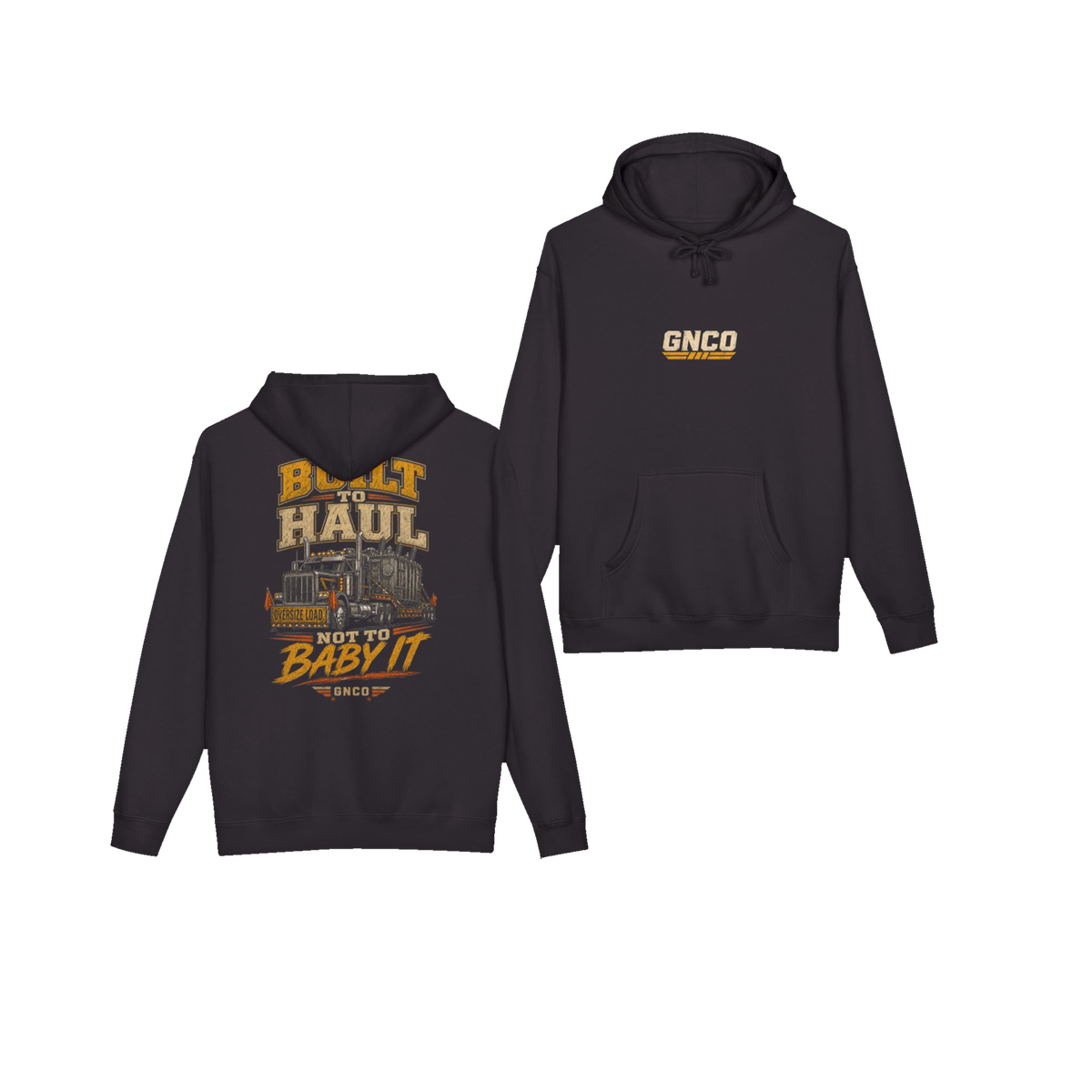 Front and back views of BUILT TO HAUL™ Transformer Heavy-Haul Hoodie in Black