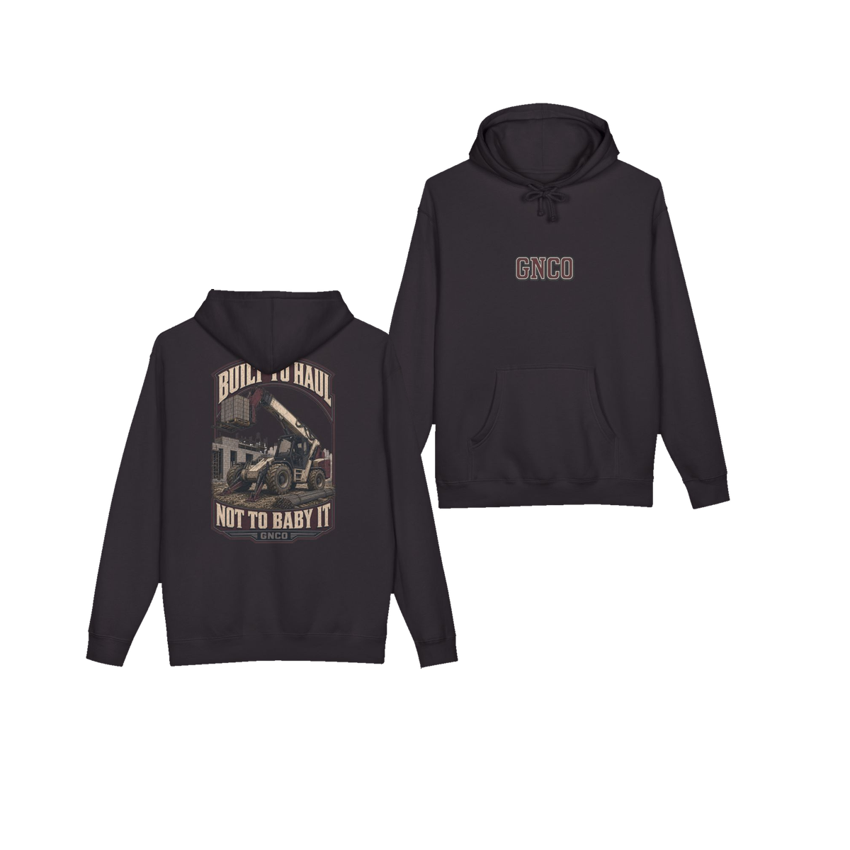 Front and back views of BUILT TO HAUL™ Telehandler Hoodie in Black
